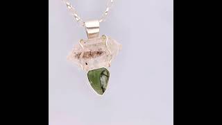 Large Herkimer Diamond \u0026 Moldavite Pendant