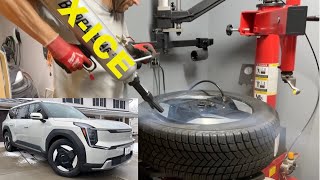 Installing SNOW TIRES on my RWD Kia EV9 - feat. Bead Bazooka