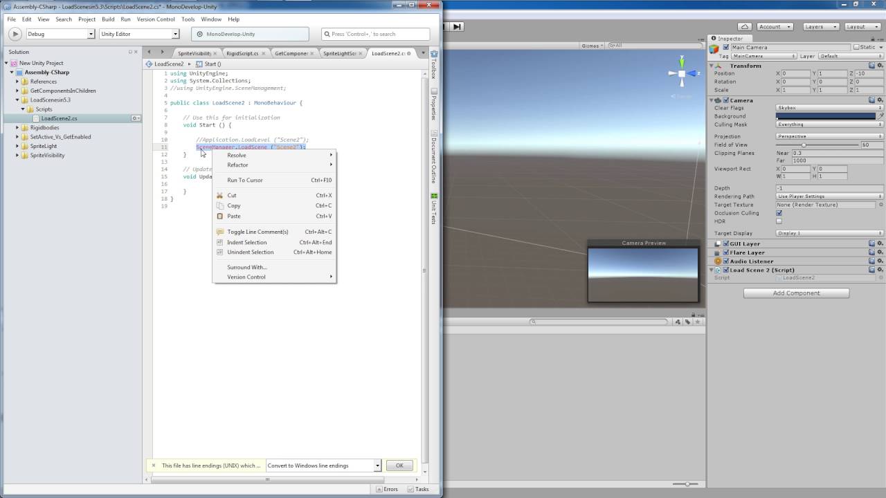 Unity Tutorial Using Scenemanager Loadscene To Load Scenes In Unity 5