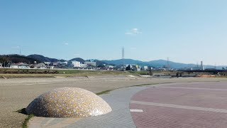 バーチャルサイクリング用、大和川河口から石川河川公園まで30分