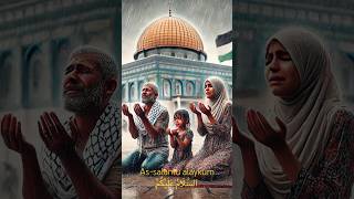 Tears fall as a family prays near Al-Aqsa, seeking hope and mercy during their struggle. #shorts