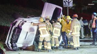 Suspected Drunk Driver Crash off 10 Freeway in Pomona Leaves Passenger Trapped