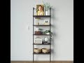 5 shelf modern bookcase open wall mount ladder bookshelf with industrial metal frame