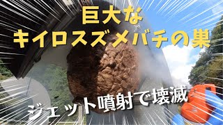 【スズメバチ】超デカい !屋上の排気口に巨大なキイロスズメバチの巣！ 灼熱の駆除現場で過酷な戦い！滋賀のハチ駆除「ジェイ･ワークス」