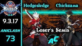 AniClash 73 - Hedgesledge (Valk, Ragna) vs Chickzama (Hazama, Hibiki) Loser's Semis - Blazblue CF 2