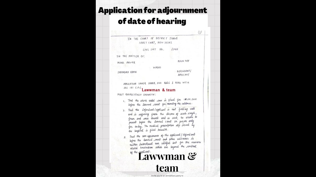 How To. Draft Adjournment Of Hearing Application - YouTube