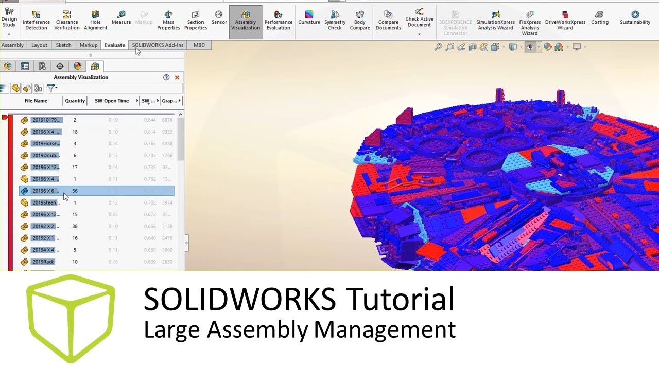 SOLIDWORKS Tutorial - Large Assembly Management - YouTube