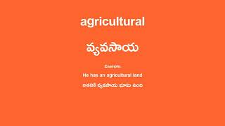 agricultural Meaning in Telugu -  వ్యవసాయ English Translation