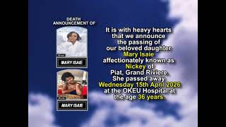 Mary Isaie ~ Short Obituary