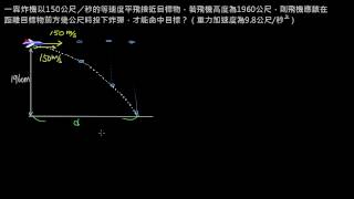 平面運動 【例題】平拋公式基本練習：轟炸機命中目標 （108課綱）