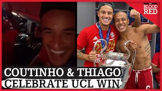 Philippe Coutinho & Thiago Alcantara celebrate Champions League win together