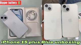 Iphone 15 plus blue colour Unboxing || iphone 15 plus battery test || iphone 15 plus vs iphone 15
