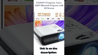 HAPPRUN Projector, Native 1080P Bluetooth Projector with 100''Screen