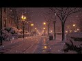 (No Ads) Winter midnight on the street | Sounds of Falling Snow, soft white noise for sleep