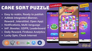 Cake Sort 3D Puzzle - Unity Complete Source Code - Leaderboards & Monetization Ready