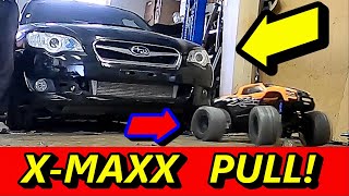 Traxxas X-MAXX (Big RC Car ) pulls a real car !