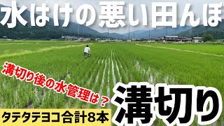 水はけの悪い田んぼを溝きりします！溝切り後の水管理をご紹介！どんな状態になったらいいの？目安や期間は？タテタテヨコヨコ合計８本切っていきます！（RICE IS COMEDY®︎）