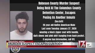 Robeson County murder suspect escapes jail