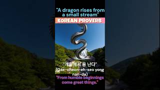 Korean Proverb -A dragon rises from a small stream #K-culture #korea #proverbs