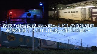 深夜の琵琶湖線 西へ東へ大忙しの貨物列車 総勢２６本！～2017.10.03～2017.10.04～