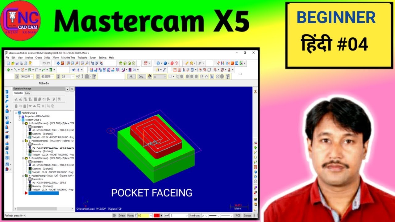 4 Mastercam X5 Pocket Faceing Youtube