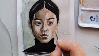 Paint with me - sketching & painting a portrait process