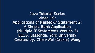 EECS1021 Java Tutorial 19