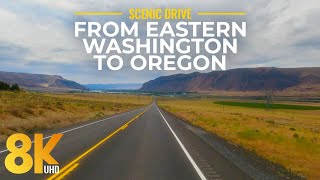 Car Journey from Eastern Washington to Oregon - Scenic Drive on a Sunny Day in 8K