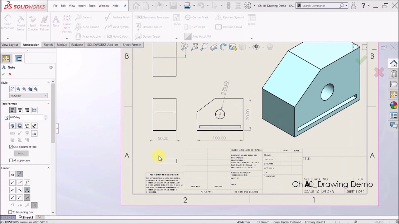 Learn SOLIDWORKS 2020 | 10. Basic SOLIDWORKS Drawing Layout And ...