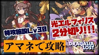 【ドラガリ】特攻施設が育てばかなり楽に！アマネでチャレンジバトル攻略！光エルフィリスで２分切りに挑戦！【ドラガリアロスト】