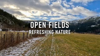 Virtual Run On Open Winter Fields | Nature Scenery | Trail Running Video For Treadmill