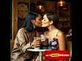 Passionate Kiss Two Women Share a Moment Over Coffee #lesbian #love #lesbian #kiss