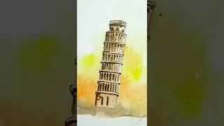 Easy Tower of Pisa Watercolor painting | Shorts | YouTube shorts | Suresh Creative Art