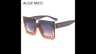 ALOZ MICC Fashion Square Sunglasses Women 2018 Double Color Big Frame Vintage Eyewear For Female