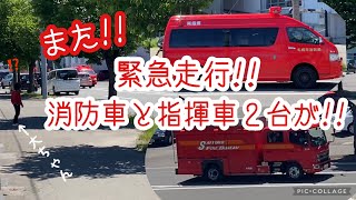 え!?また！！【緊急走行】の消防車と指揮車２台が!!!!またしても一体何が！？今回は見に行きませんでした^^;大ちゃんの夢は消防士さんになる事。消防士さんが大好きなんです^^