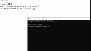 Hello World Program in Java in command prompt