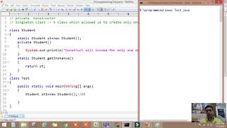 Singleton class in java and private constructor