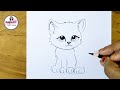 cute kitten with butterfly pencil drawing pencil sketch cat drawing simple art with rose