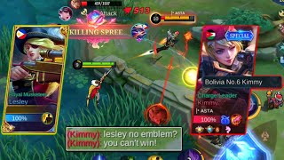 LESLEY NO EMBLEM VS TOP 6 SUPREME KIMMY IN RANKED GAME! WHO WILL WIN? | Queen of Marksman