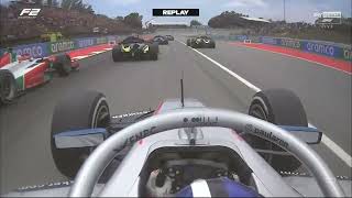 Paul Aron onboard start F2 Spanish GP 2024 sprint