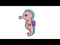 Cara Menggambar Kuda Laut dengan Mudah untuk Pemula | How to Draw a Seahorse for Beginners