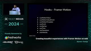 Micro Interactions and animations using Framer Motion - Apoorv Taneja | #ReactNexus2024