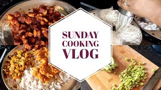 Sunday Cooking Vlog | Idiyappam and curry | Easy payar Thoran | Takkali Ozhichu Curry