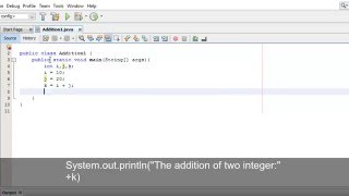 Java Tutorials - Create a program of addition of two integer