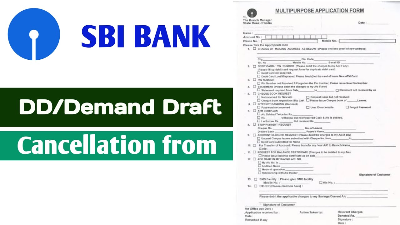 Sbi Bank Dd Demand Draft Cancellation Form Kaise Bharen How To Cancel