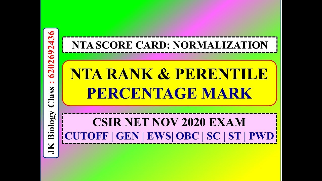 CSIR NET NOV 2020 || RANK & PERCENTILE || CUTOFF || CSIR NET LIFE ...