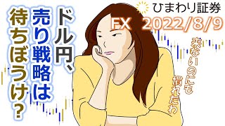 FX【ドル円予想】売り戦略は待ちぼうけ？でもこれ以上はリスクを拡大できない！【ローソク足トレード手法】2022年8月9日のチャート分析