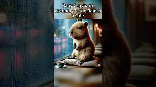 Baby Capybara Listening to the Rain in a Café. #cuteanimals #capybara #adorable #cute #wildlife