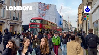 London Spring Walk 🇬🇧 Oxford & Regent Street to Piccadilly Circus | Central London Walking Tour HDR