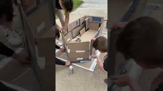 Fully Functioning Cardboard Boat With Motor!! #shorts